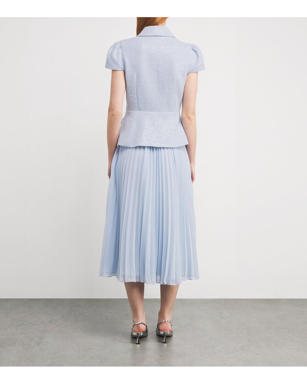 blue chiffon bow midi dress Blue Floral Bow Neck Chiffon Midi Dress She Goes Wear