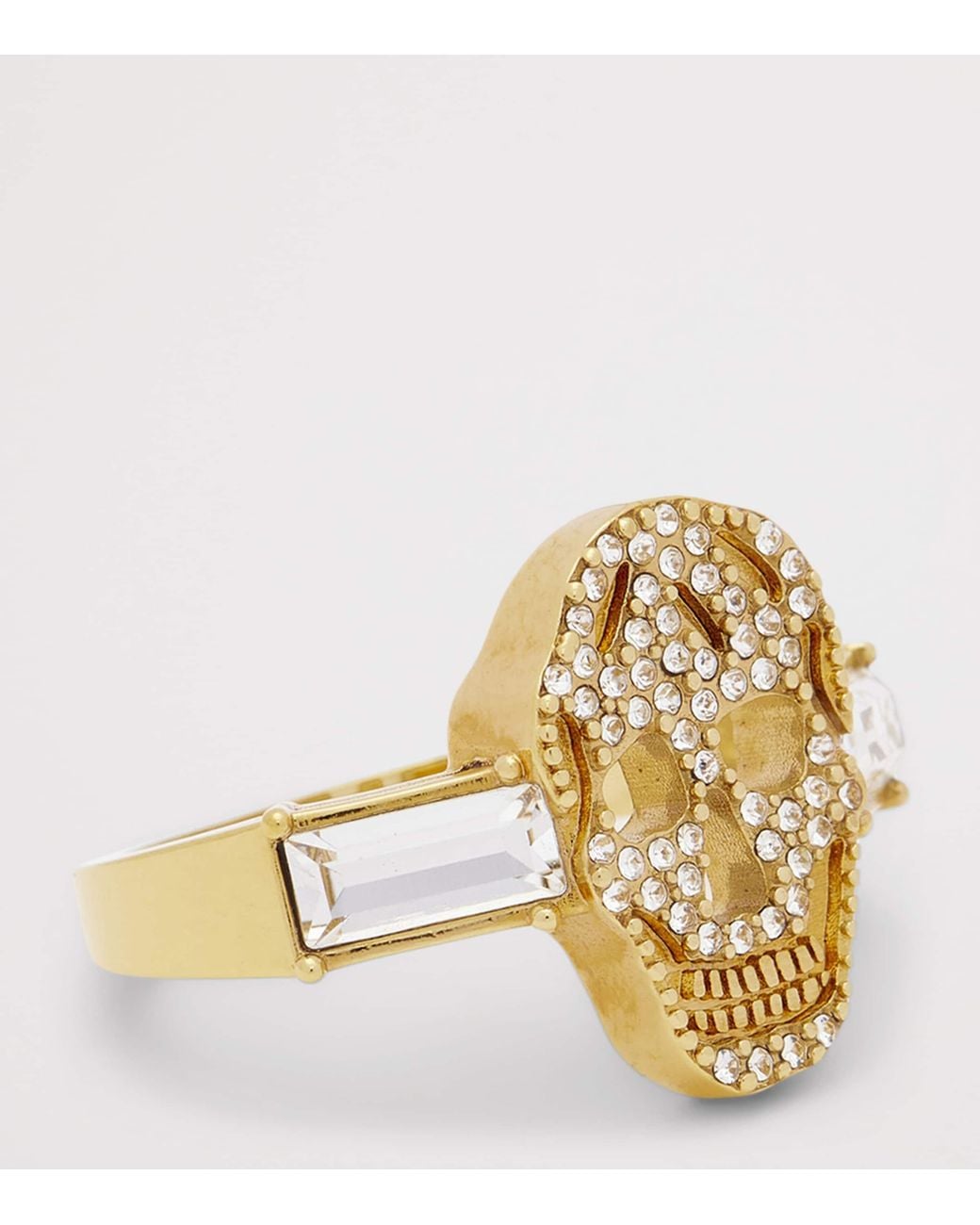 McQueen Metallic Pavé Skull Ring for men