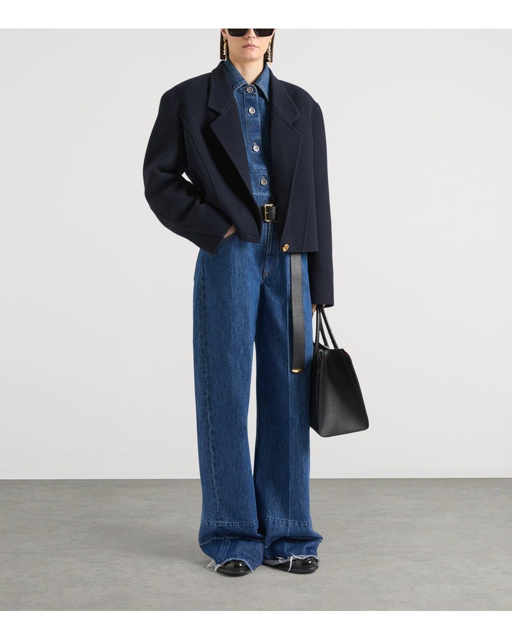 Givenchy Blue Raw-Edge Wide-Leg Jeans