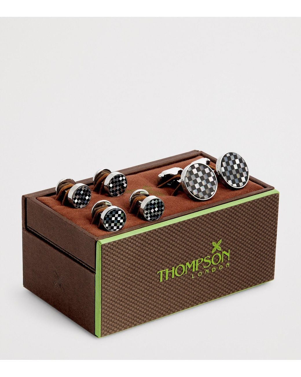 Tateossian White Thompson Onyx Checkerboard Cufflinks And Studs Set for men