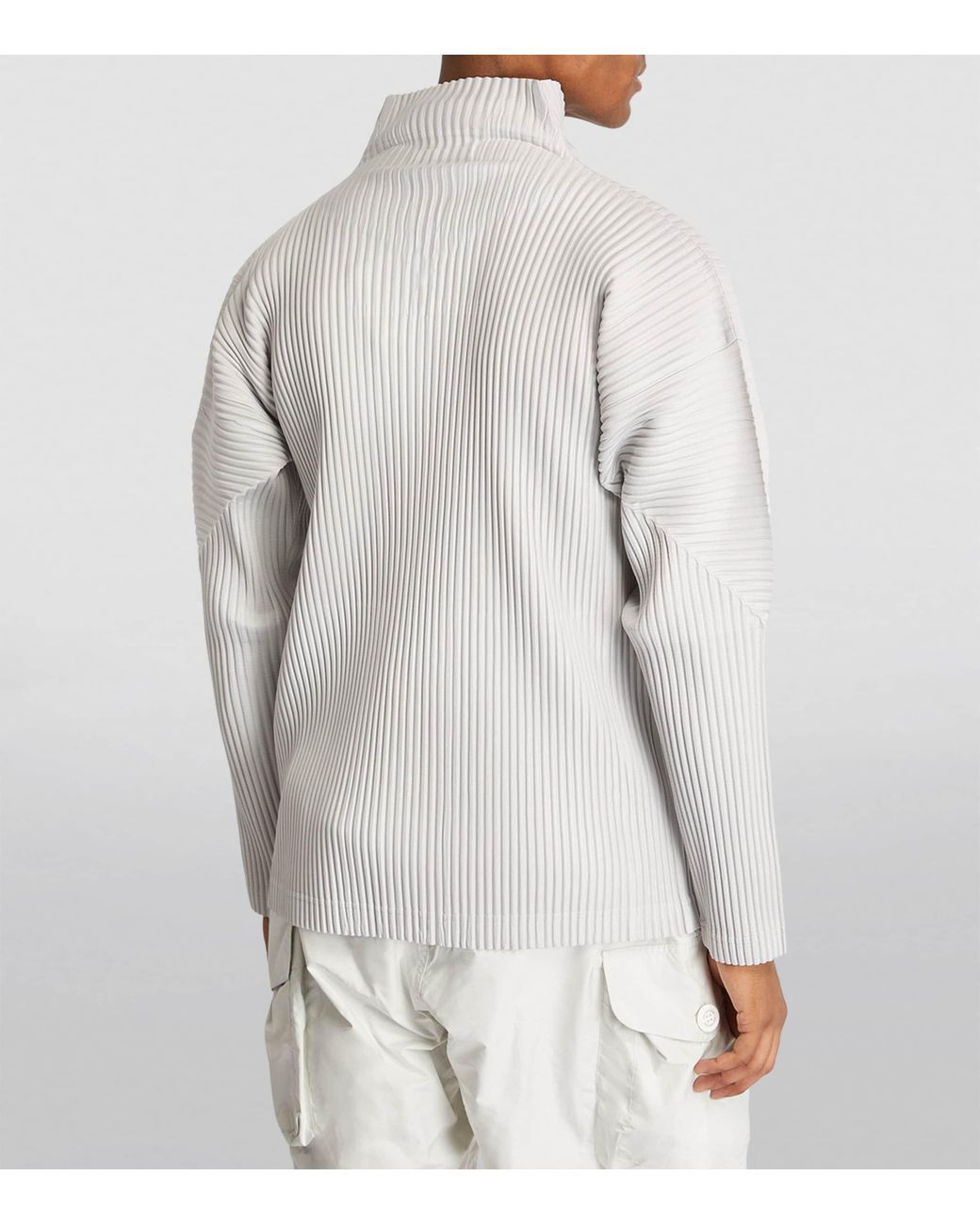 Homme Plissé Issey Miyake White Pleated Zip-Up Cardigan for men