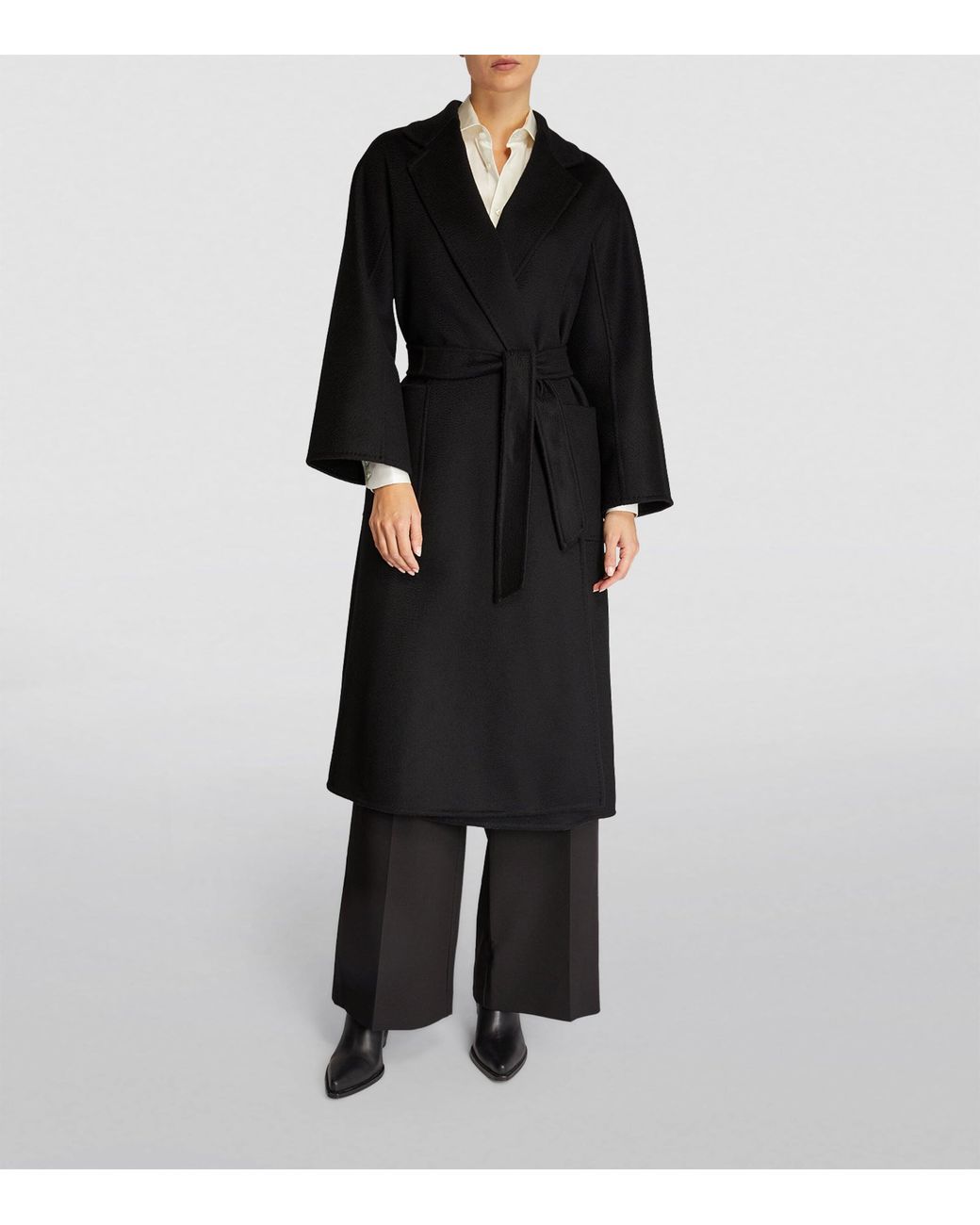 Max Mara Black Cashmere Ludmilla Wrap Coat