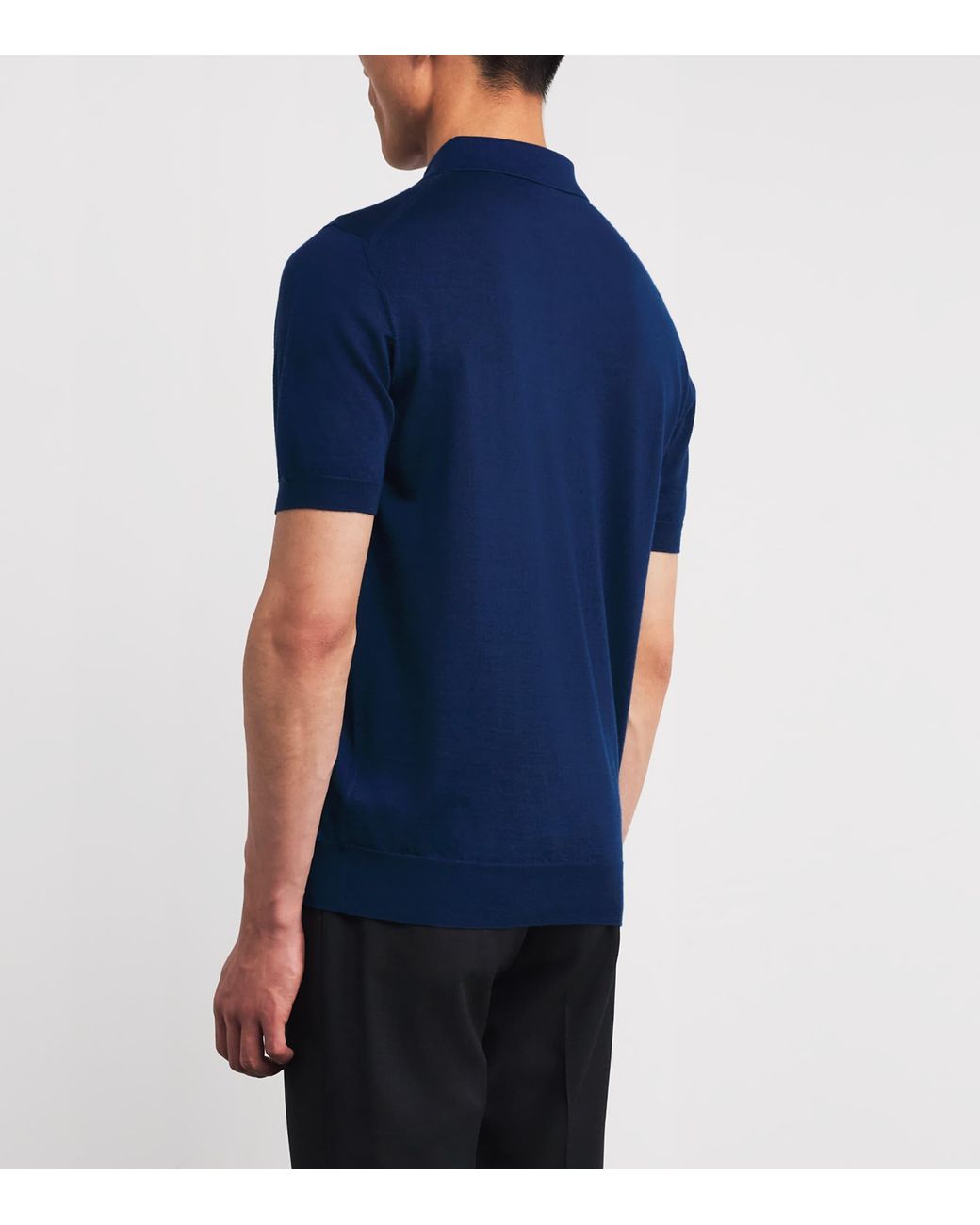 Isaia Blue Cashmere-Silk Knit Polo Shirt for men