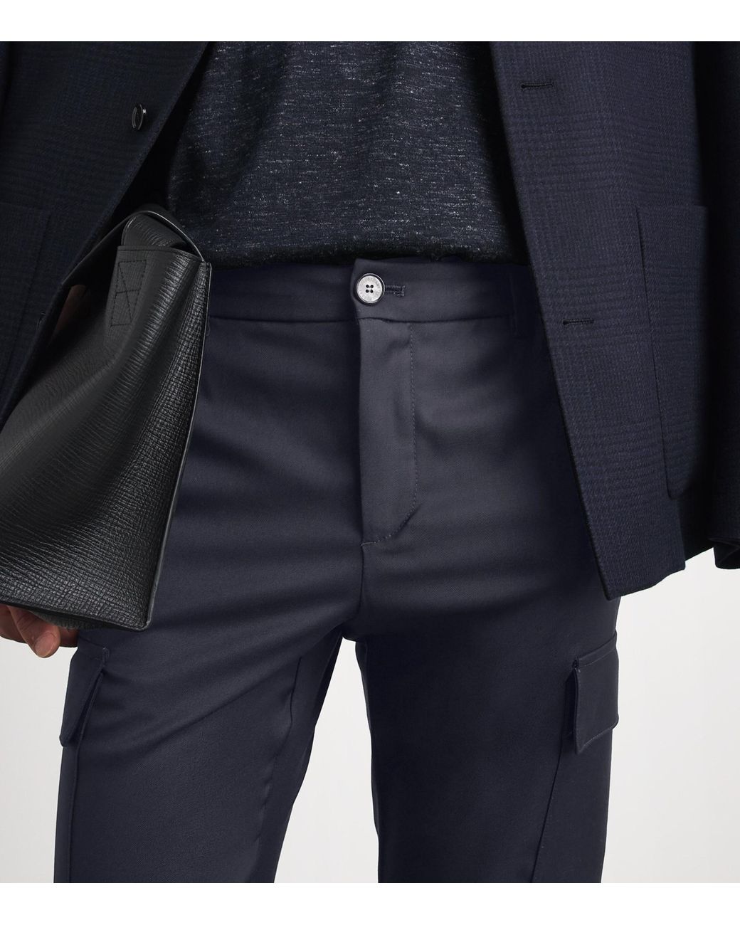 Paul & Shark Blue Virgin Wool Cargo Trousers for men