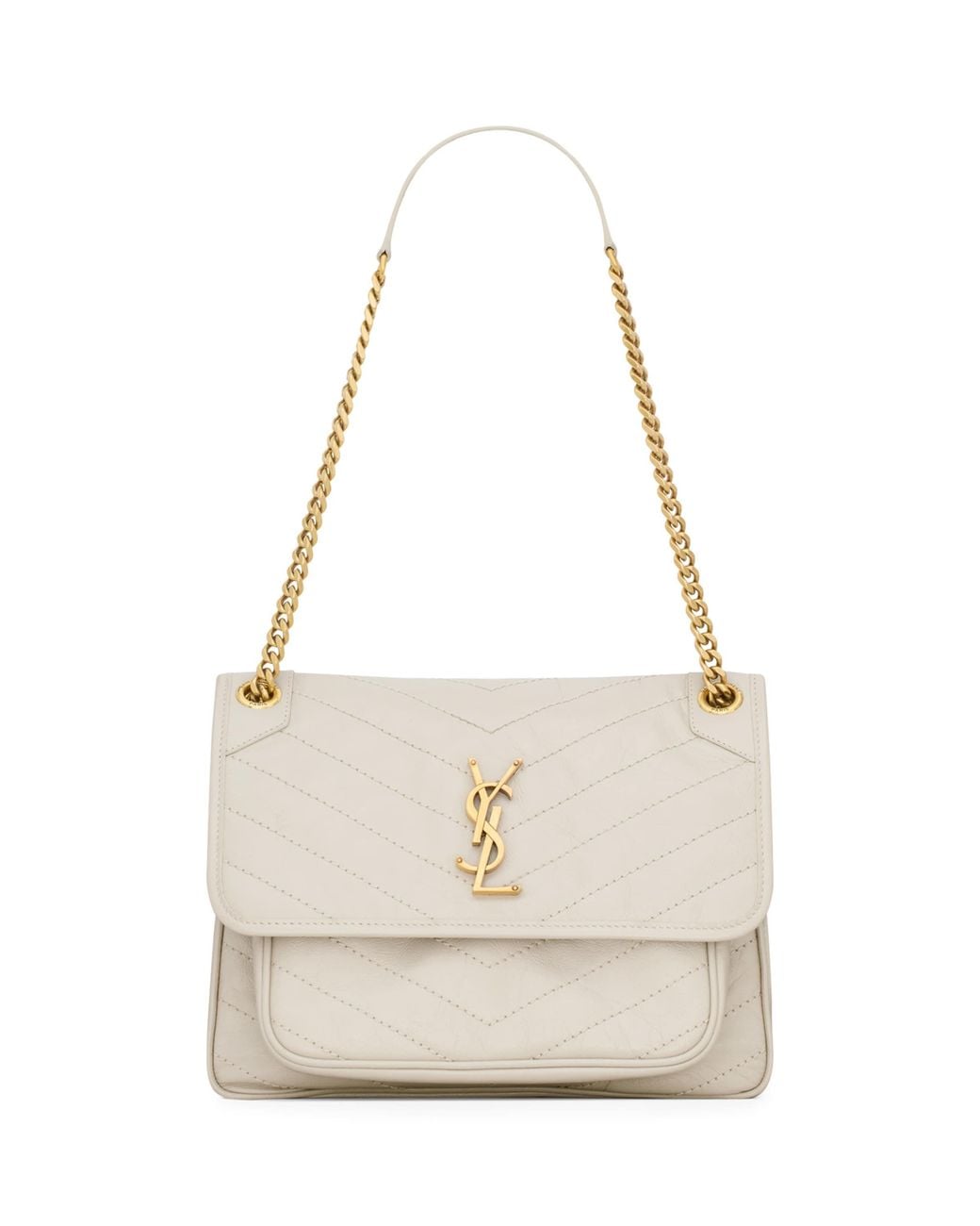 Saint Laurent White Medium Leather Niki Shoulder Bag