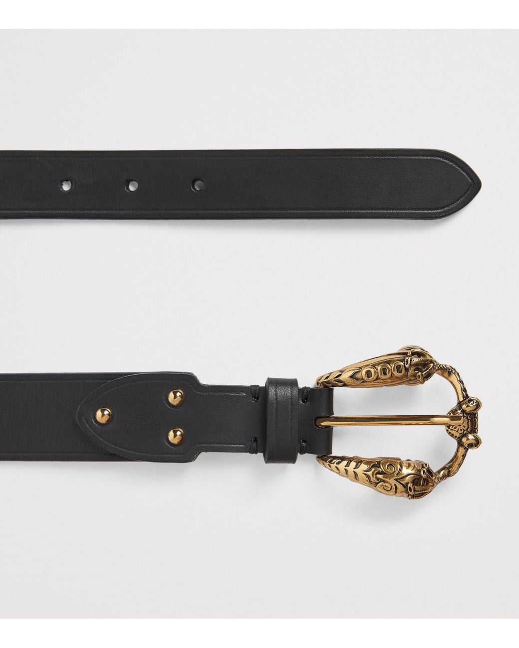 Etro Black Leather Animal-Buckle Belt