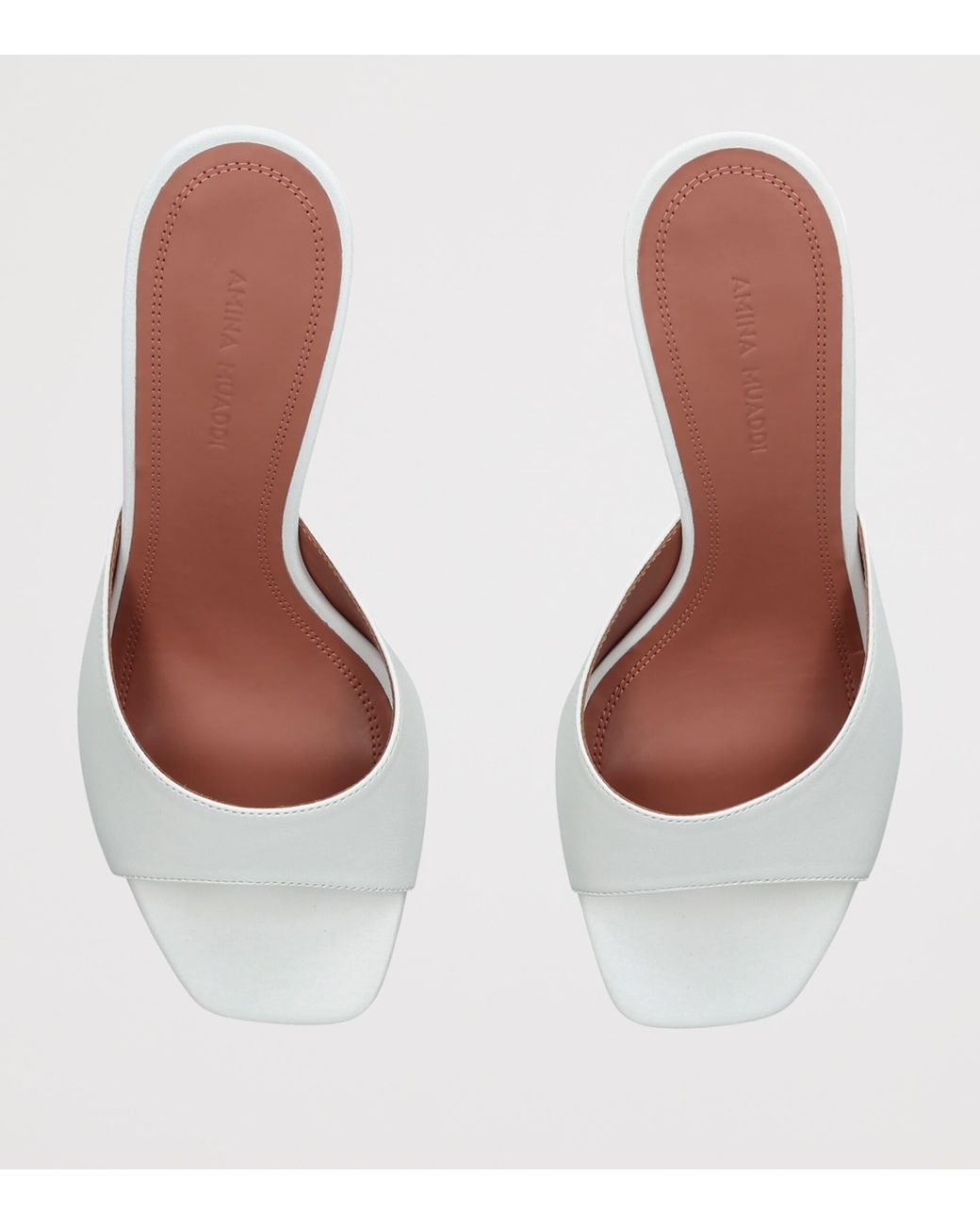 AMINA MUADDI White Leather Lupita Heeled Mules 70