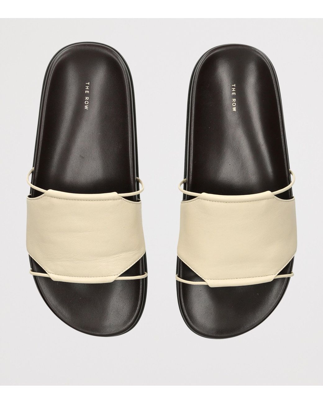 The Row White Vivienne Leather Slides