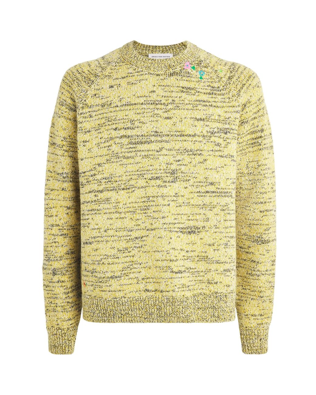 Dries Van Noten Yellow Wool-Blend Embroidered Sweater for men