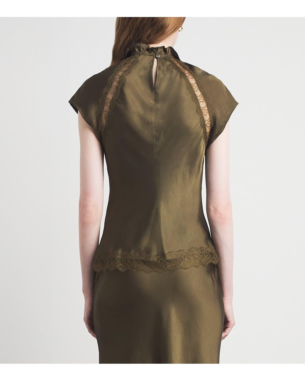 Claudie Pierlot Green Lace-Trim Asymmetric Top