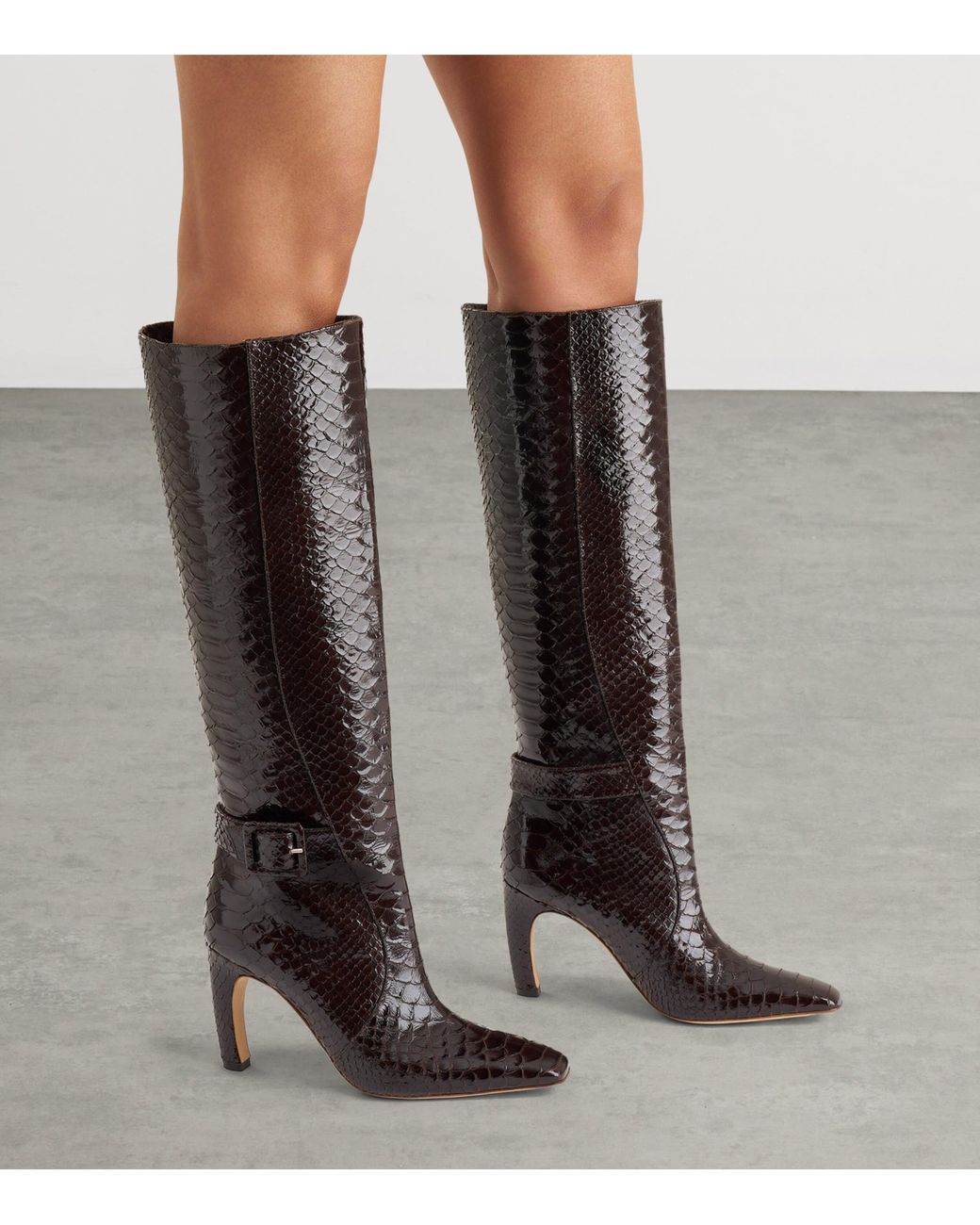 Malone Souliers Black Embossed Leather Raven Knee-High Boots 90