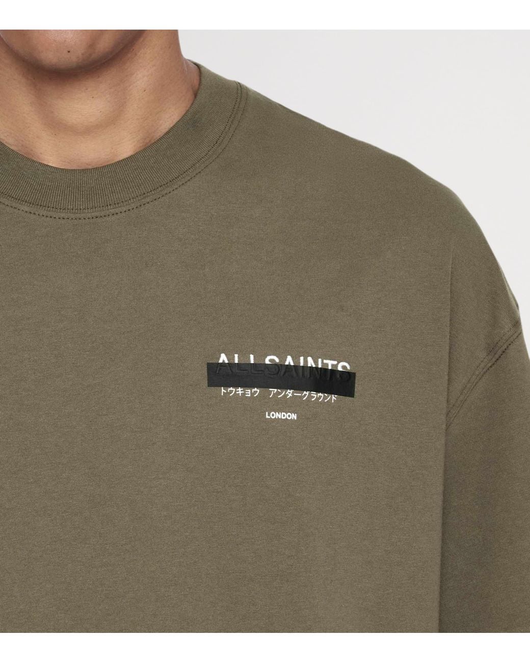 AllSaints Green Organic Cotton Redact T-Shirt for men