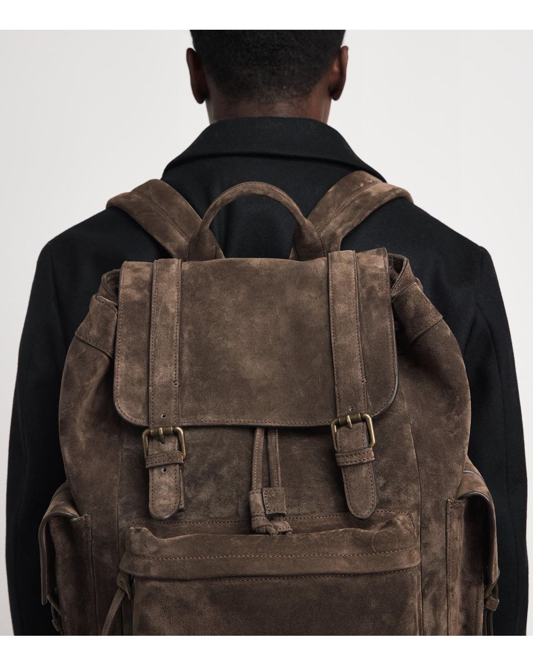 Officine Creative Brown Suede Bostonian Backpack for men