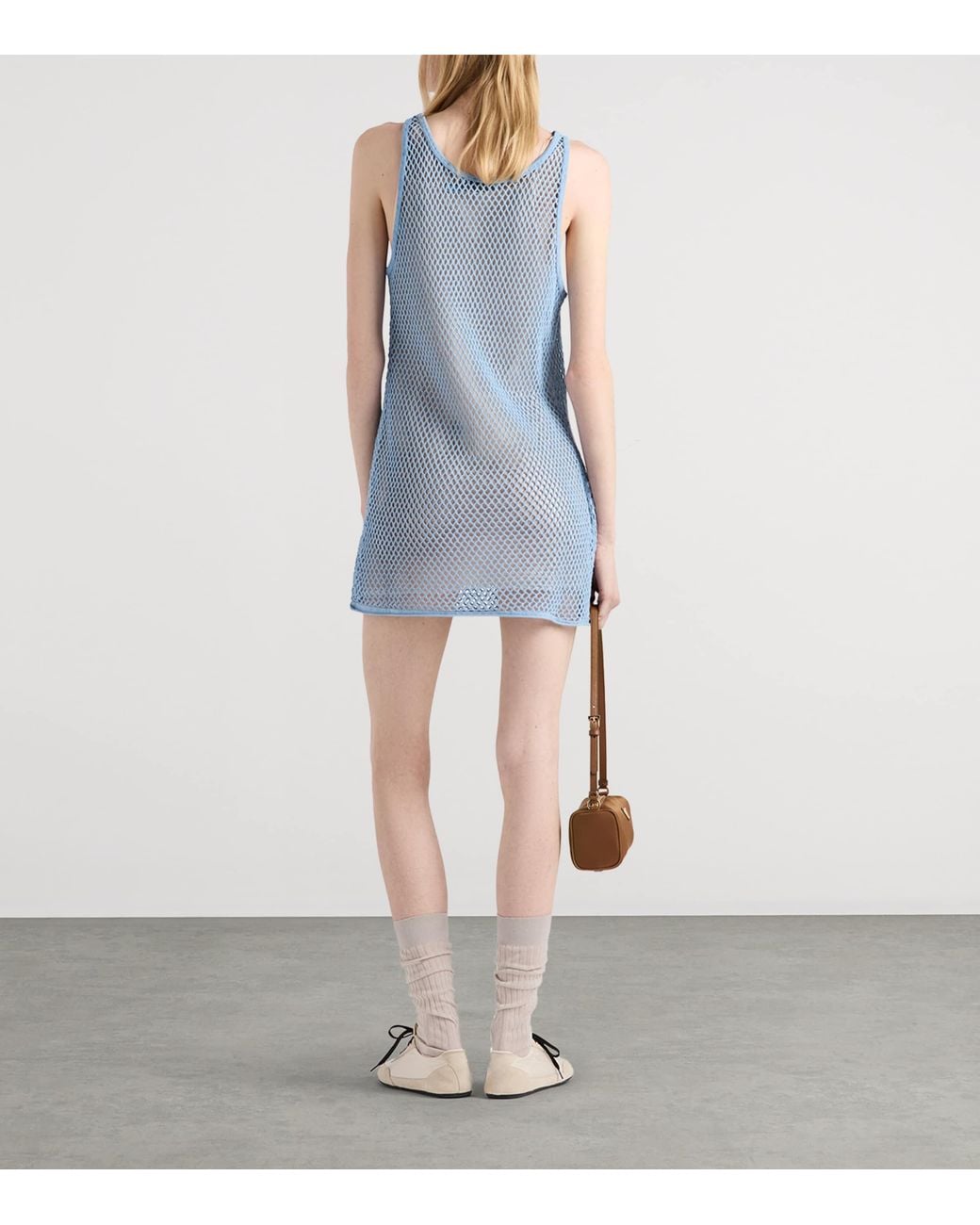 Prada Blue Cotton Mesh Mini Dress