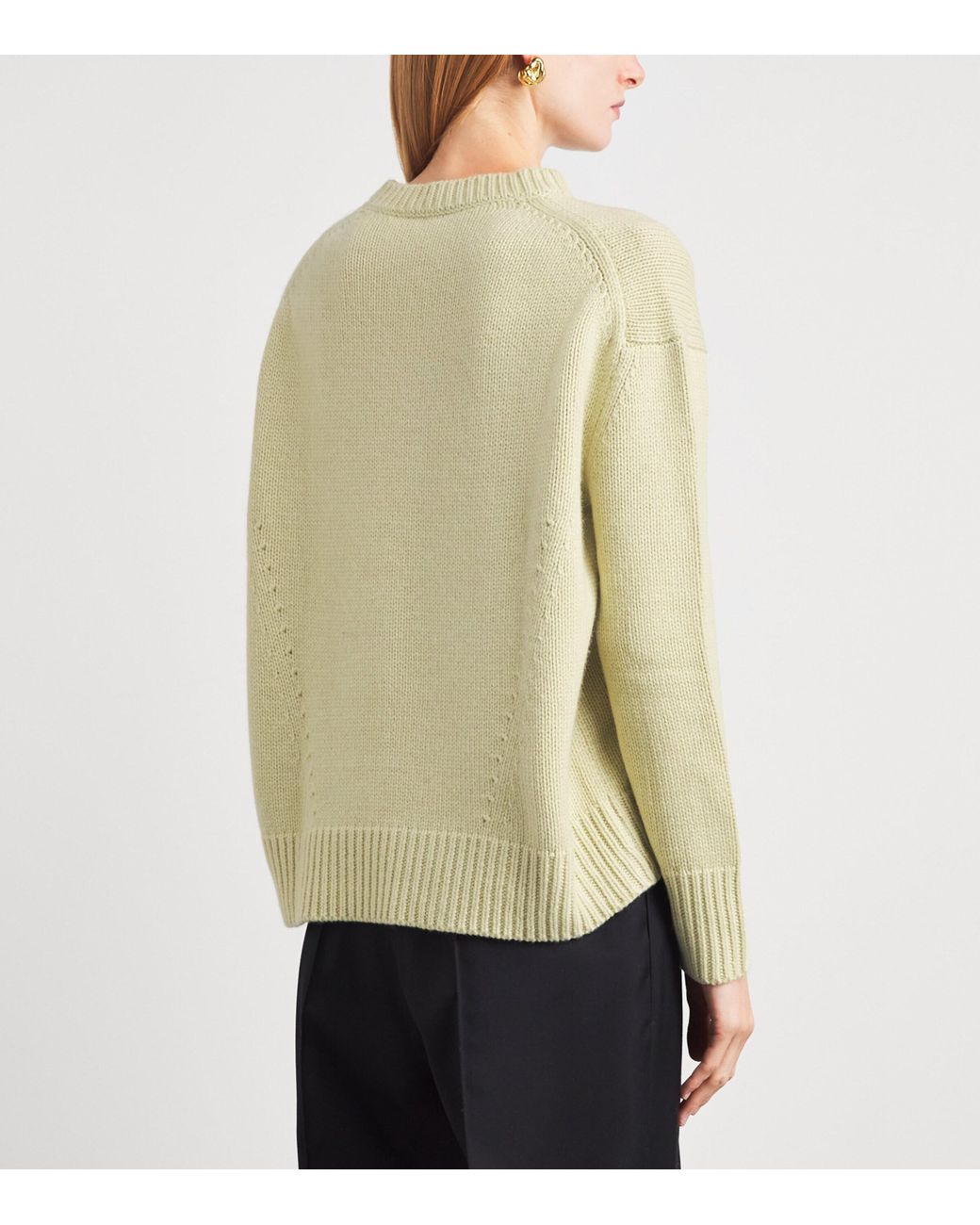 Yves Salomon Green Cashmere Crew-Neck Sweater