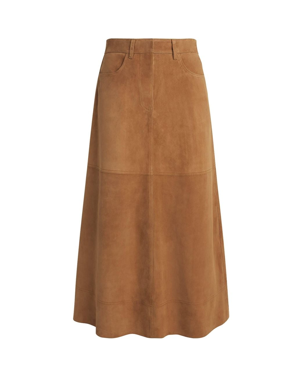 ME+EM Brown Suede A-Line Luxe Maxi Skirt