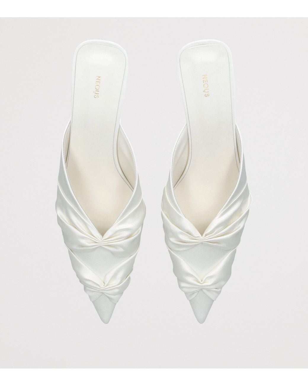 Neous White Satin Geminga Heeled Mules 65