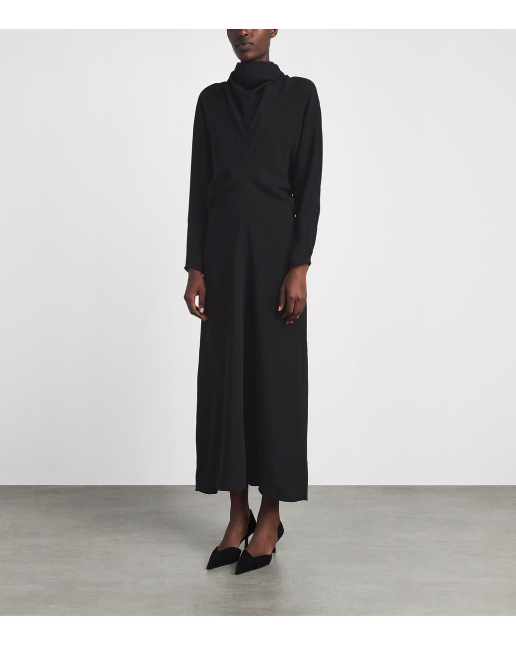 Totême Black Slouch-Waist Midi Dress