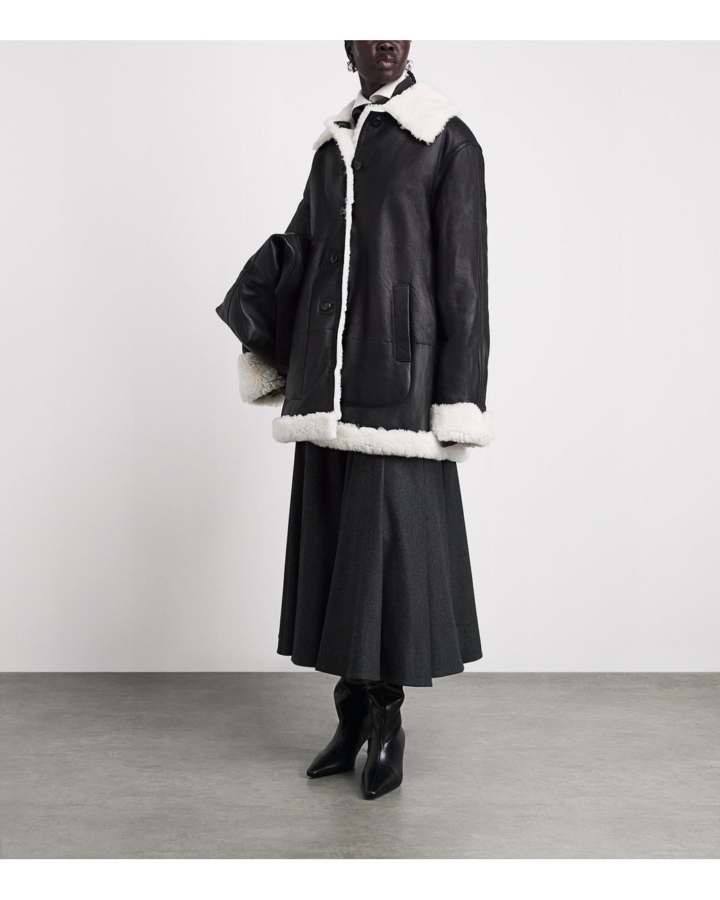 Altuzarra Black Shearling Blake Coat