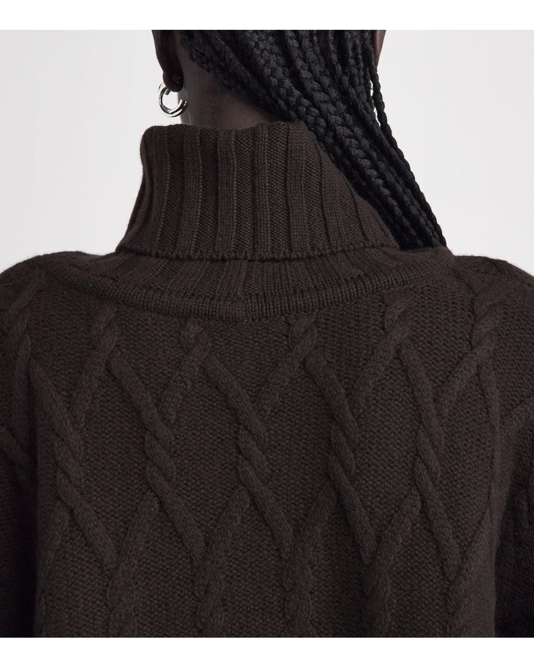 Eskandar Black Cashmere Cable-Knit Rollneck Sweater