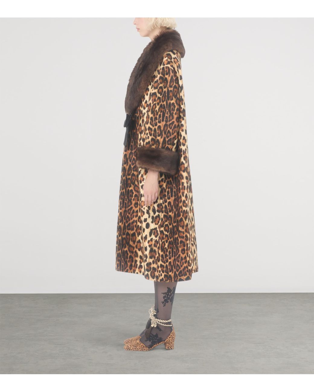 Valentino Brown Wool Leopard Print Coat
