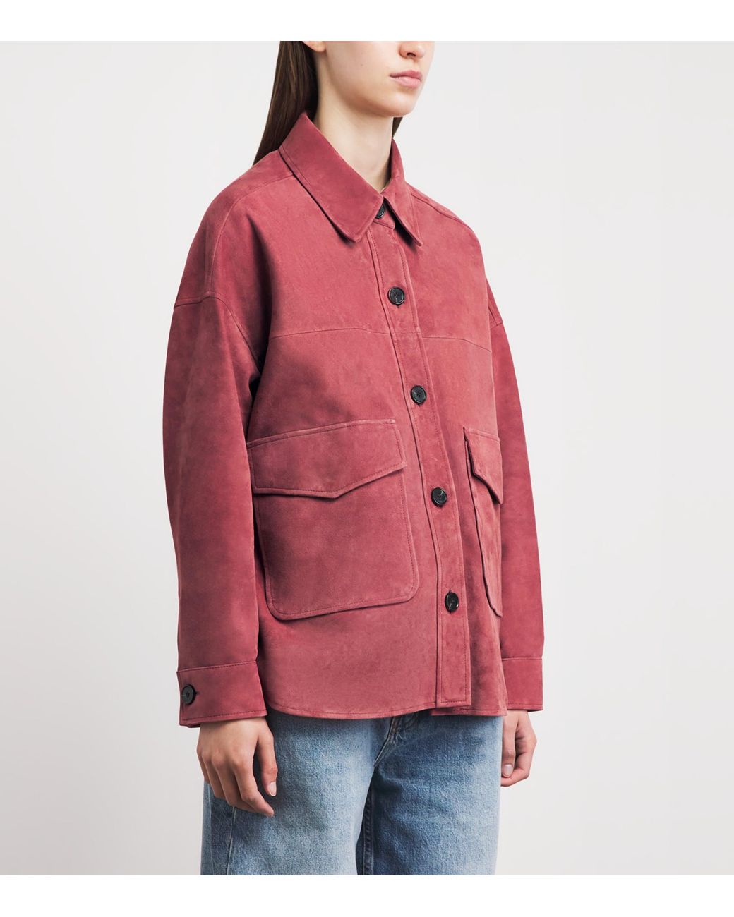 Arma Red Lamb Suede Kaylee Shacket
