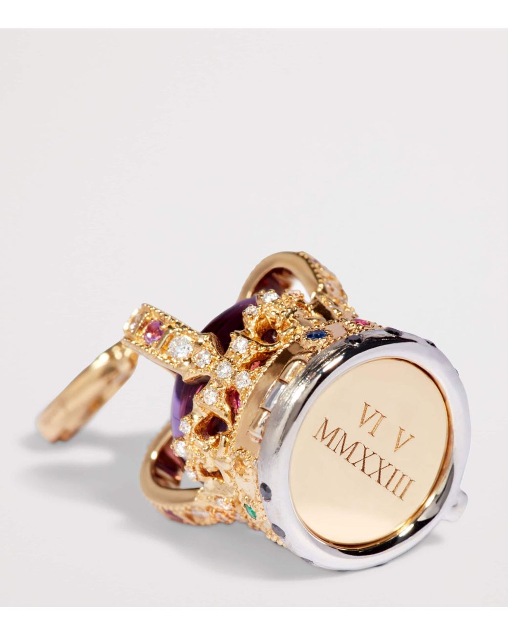 Annoushka Metallic Diamond And Amethyst Coronation Crown Locket Charm