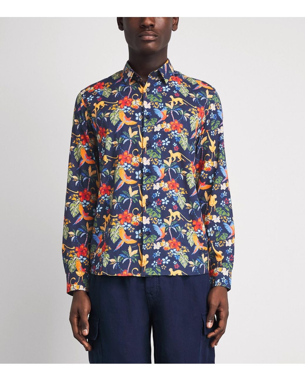 Vilebrequin Blue Organic Cotton Caracal Salvador Slim Shirt for men