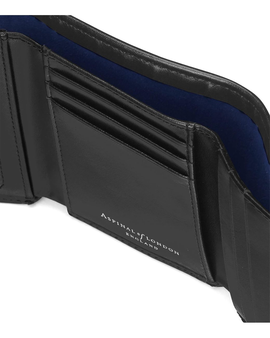 Aspinal Black Leather Trifold Wallet for men