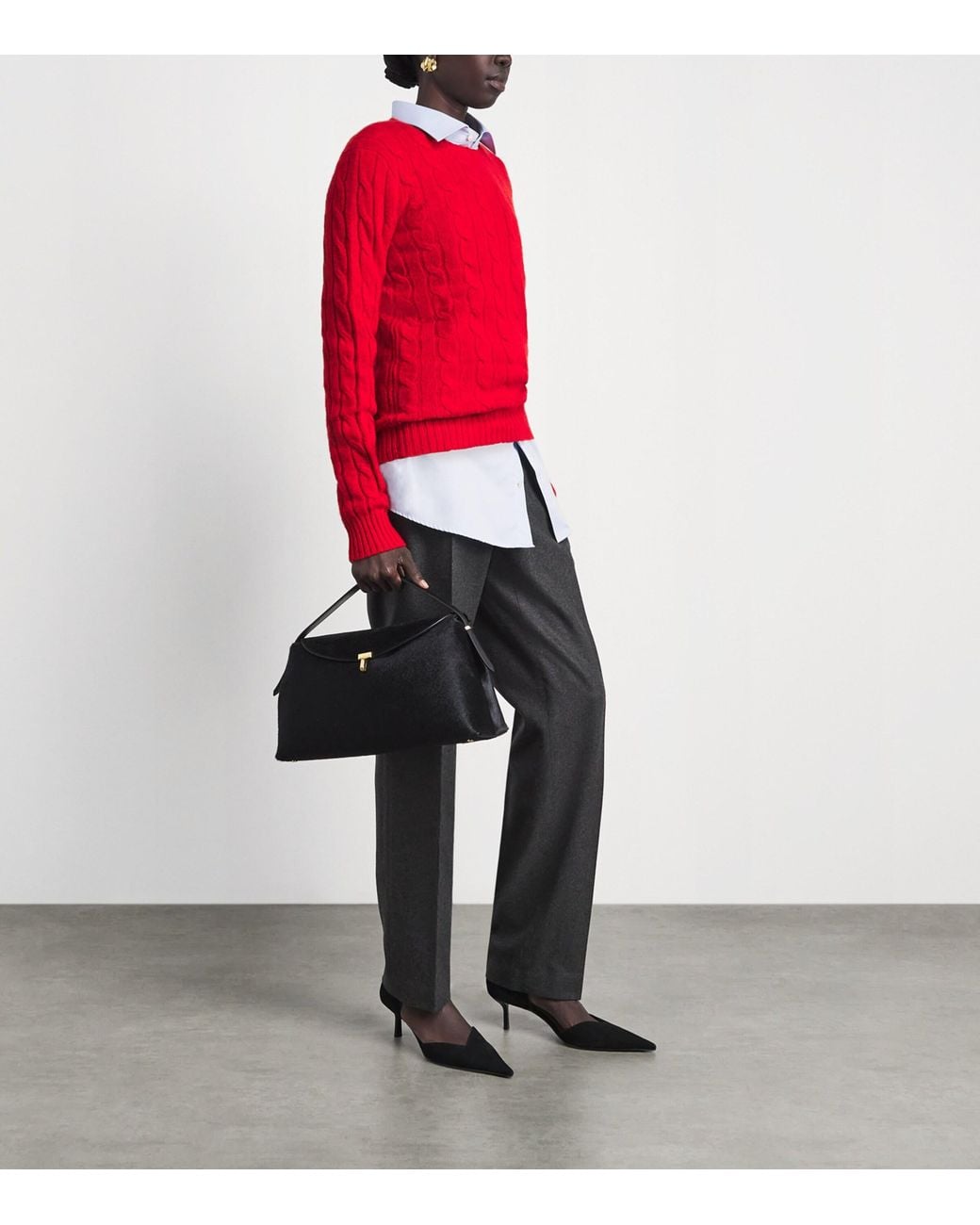 Polo Ralph Lauren Red Cashmere Cable-Knit Julianna Sweater