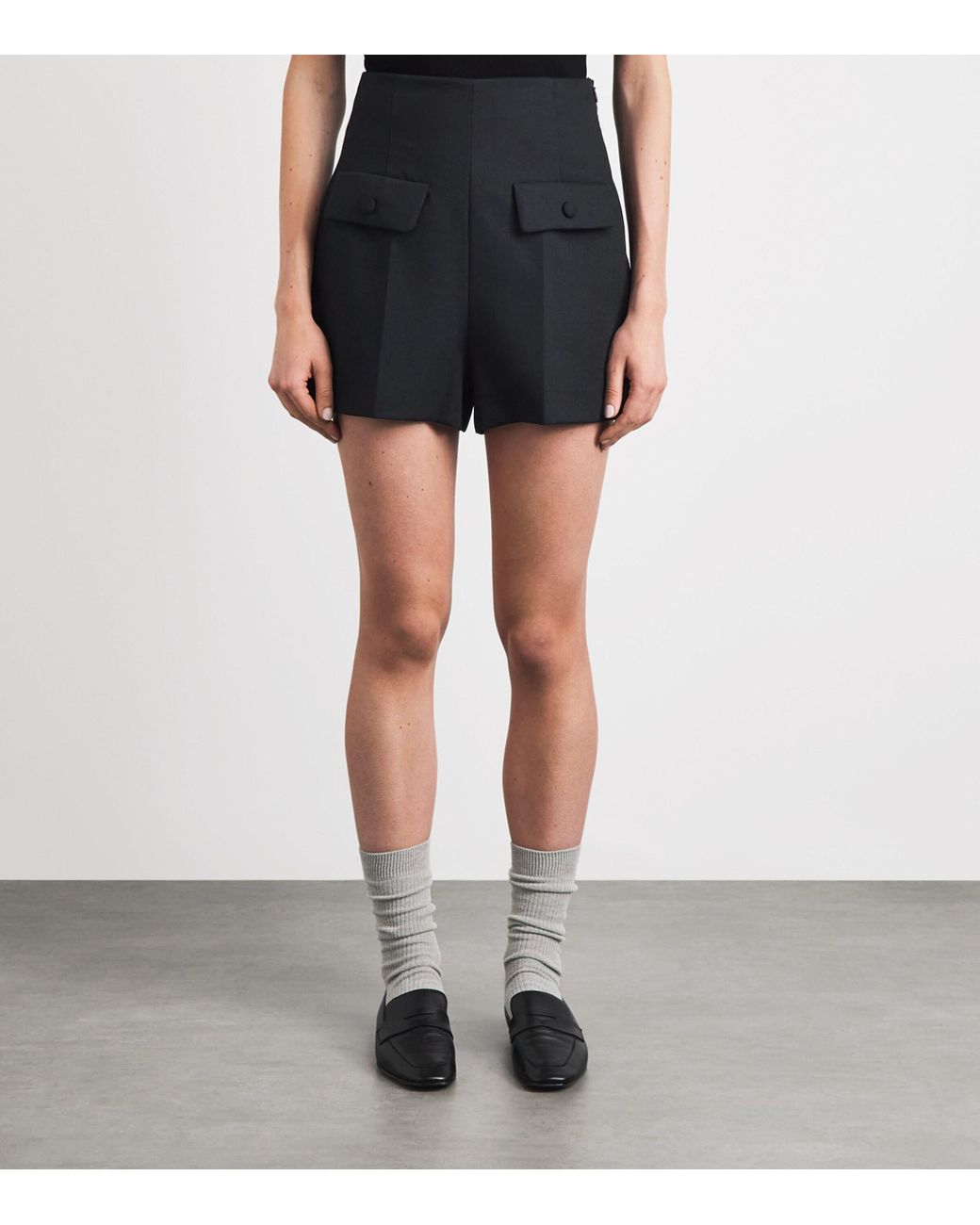 Sandro Black Wool High-Rise Shorts