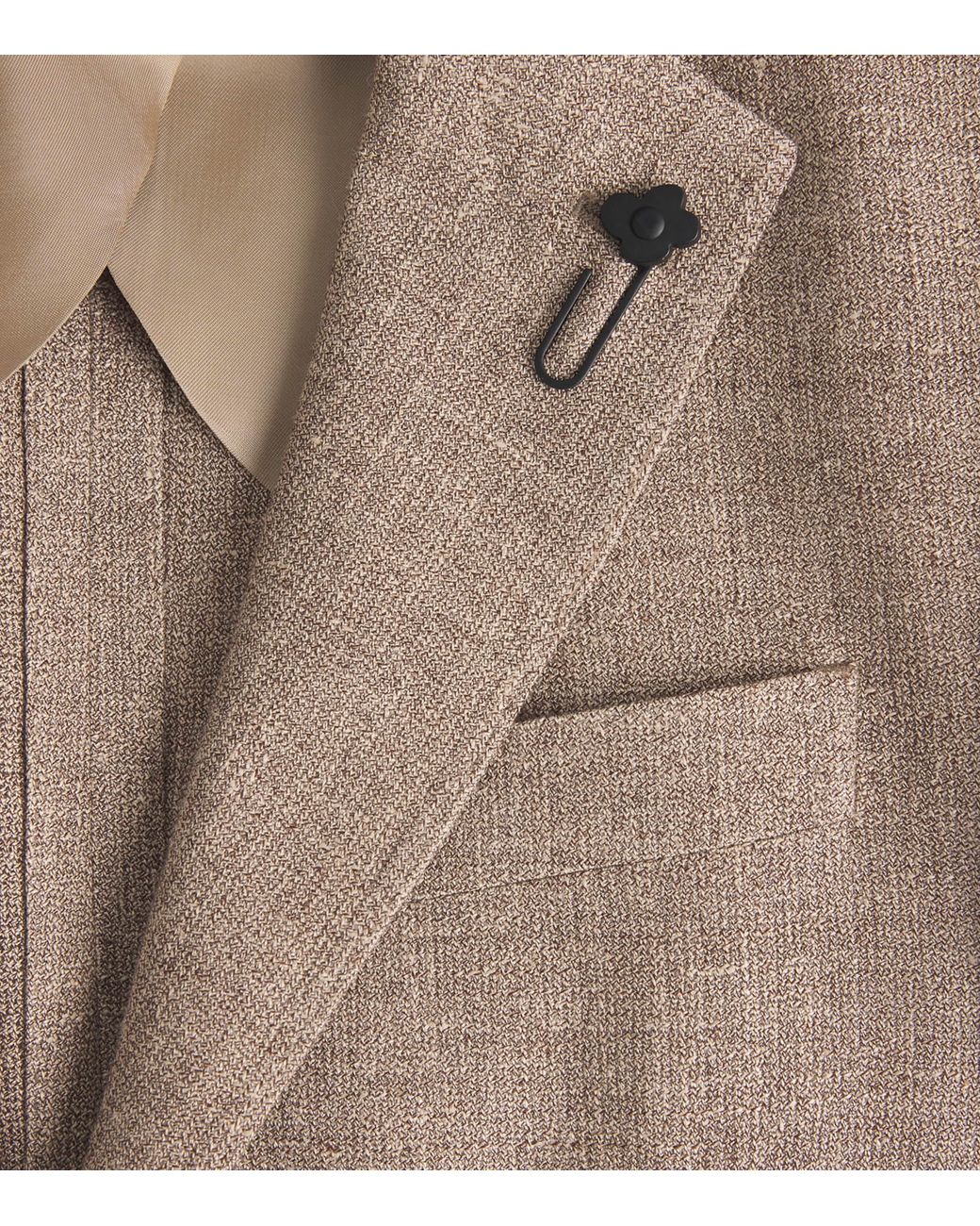 Lardini Brown Linen-Wool Patch Pocket Blazer for men