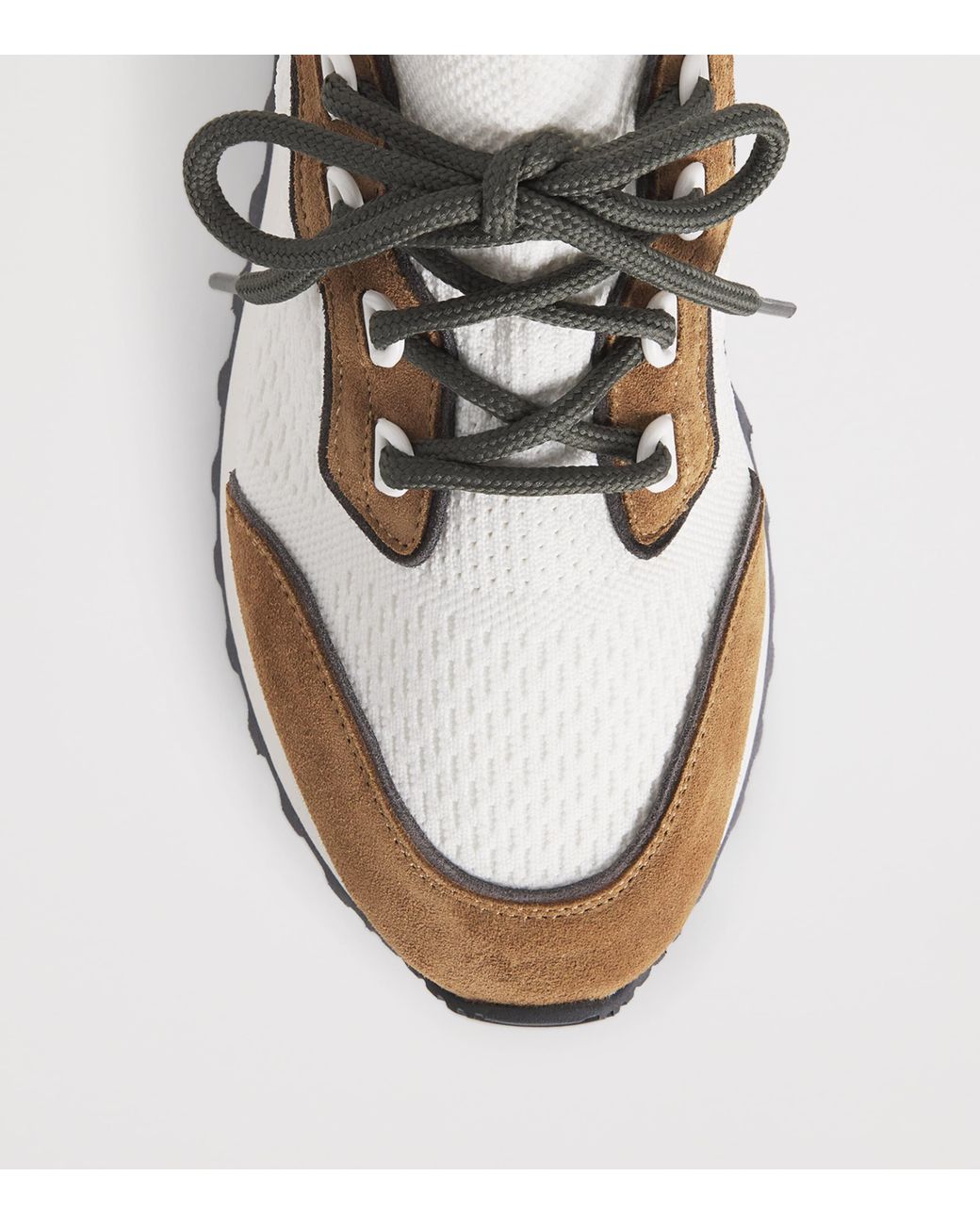 Eleventy White Leather Mesh Sneakers