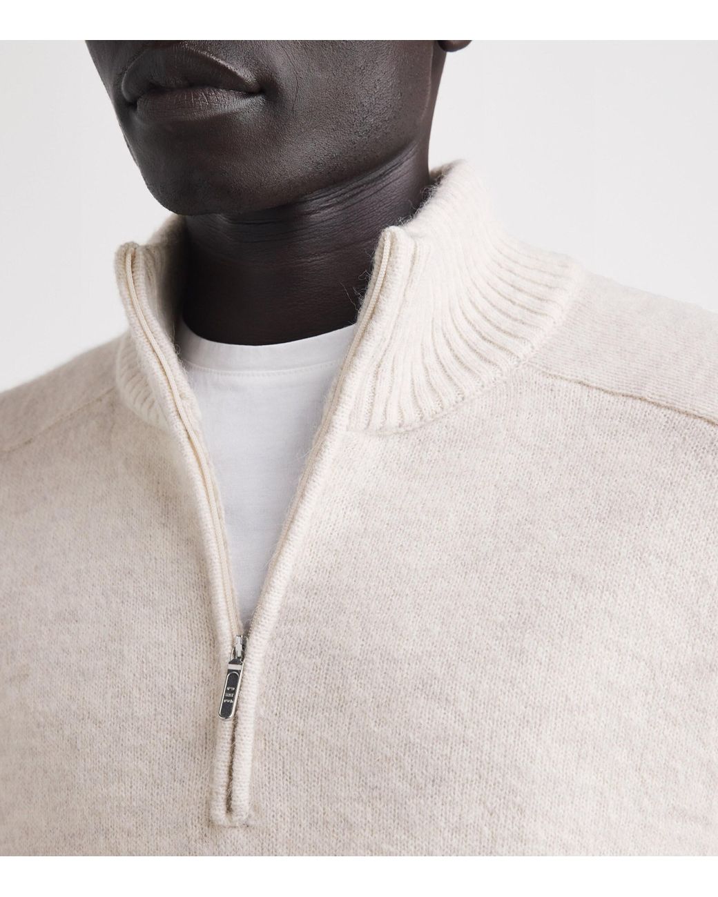 CHE White Wool-Blend Quarter-Zip Cillian Sweater for men