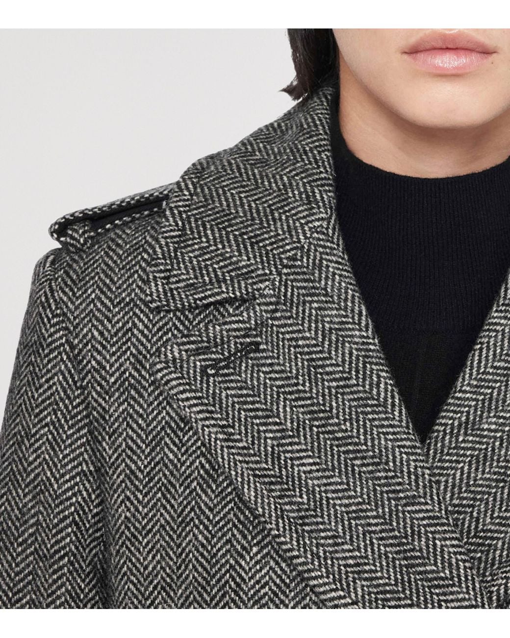 AllSaints Gray Wool-Blend Brescia Trench Coat