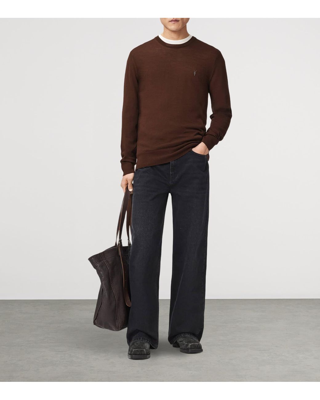 AllSaints Brown Merino Wool Mode Sweater for men