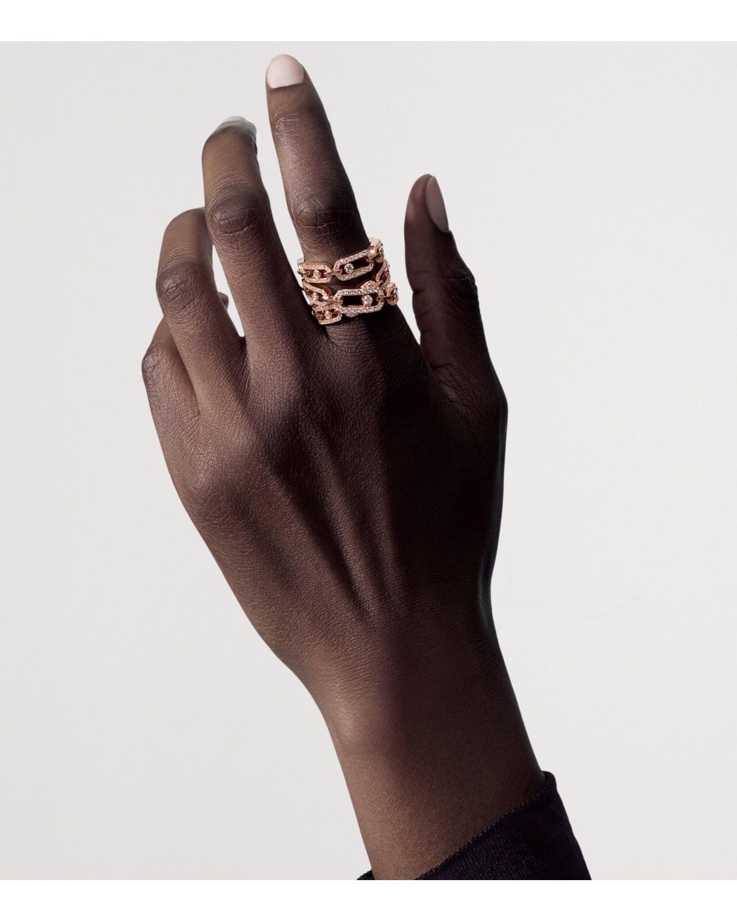Messika Metallic Move Link And Diamond Multi-Row Ring