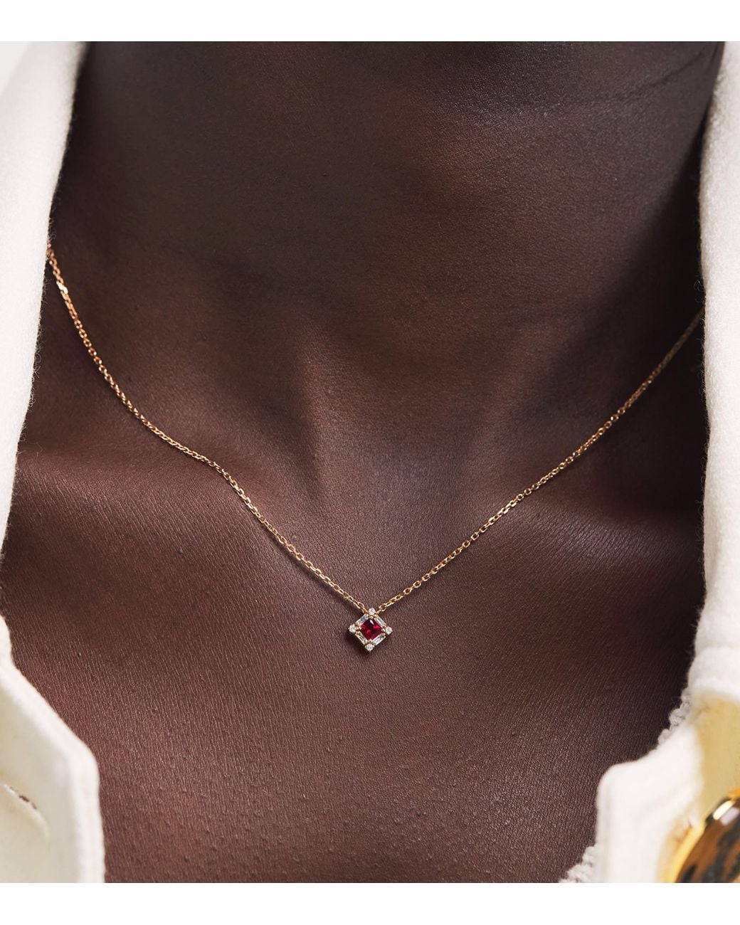 Suzanne Kalan Metallic Ruby And Diamond Mini Princess Pendant Necklace