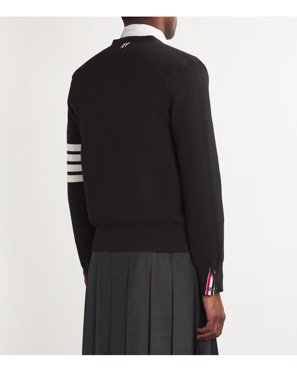 Thom Browne Black Milano-Stitch V-Neck Cardigan for men
