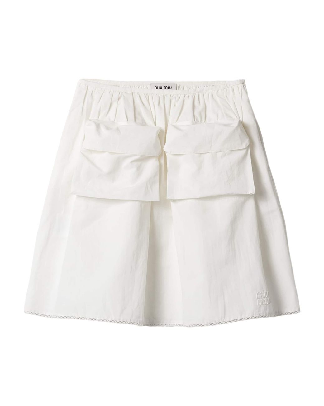 Miu Miu White Cotton-Linen Slubbed Midi Skirt
