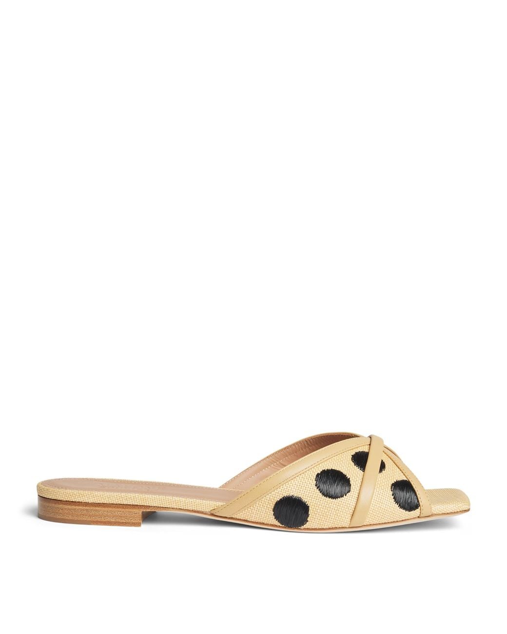 Malone Souliers Natural Raffia-Leather Perla Flat Mules