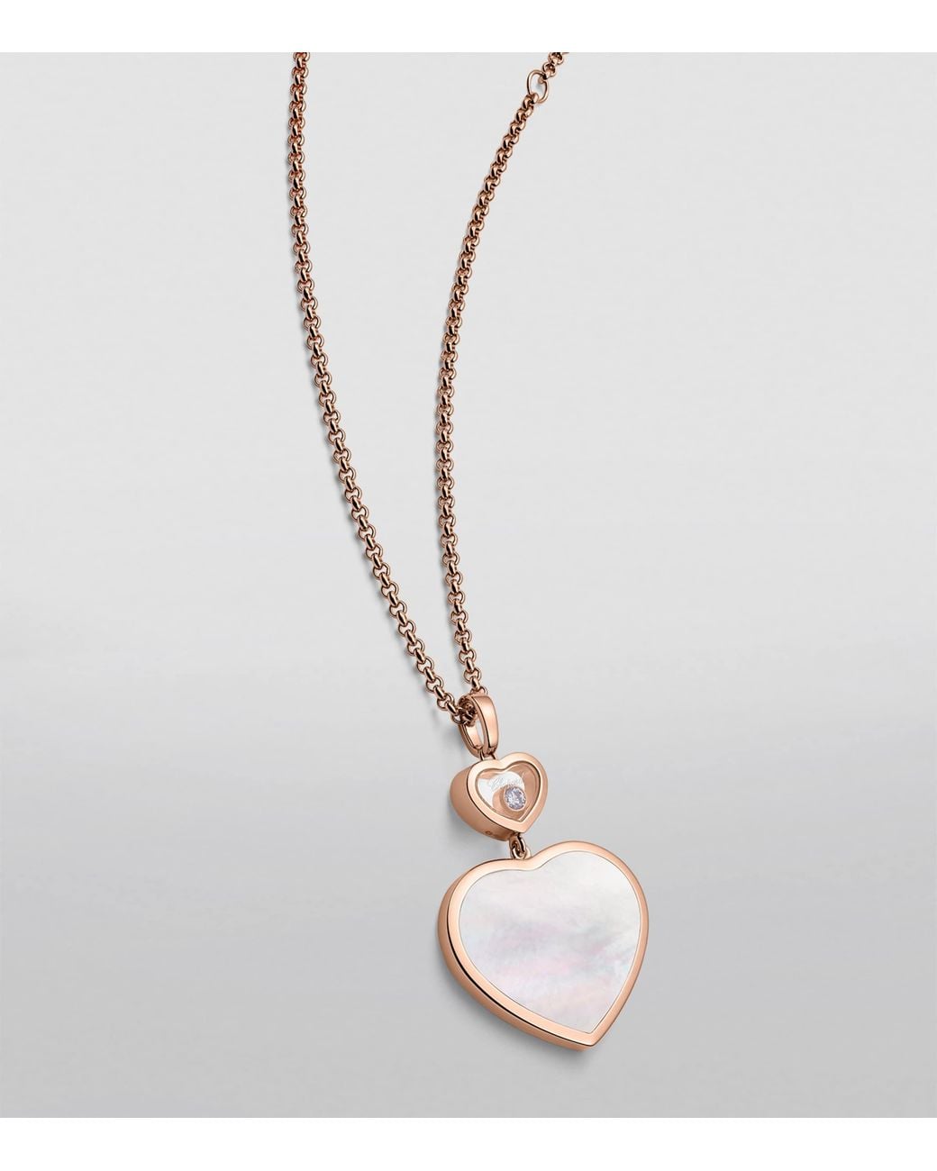 Chopard Metallic Diamond And Mother-Of-Pearl Happy Hearts Pendant Necklace