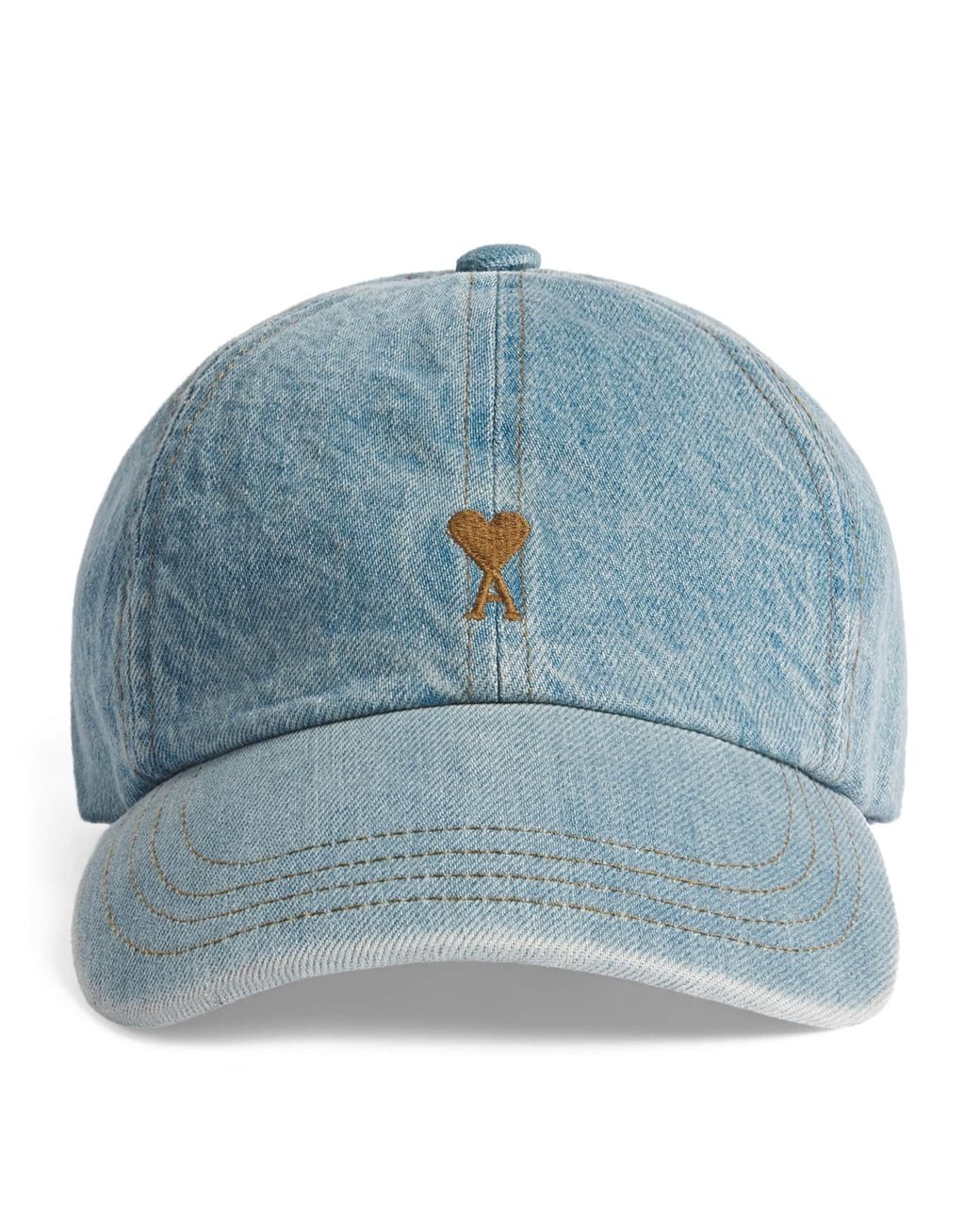AMI Blue Denim Embroidered Logo Baseball Cap for men
