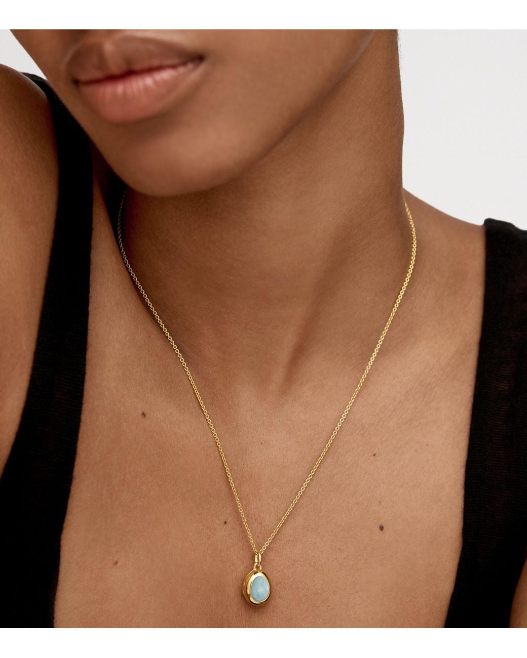 Monica Vinader Blue Vermeil And Aquamarine March Birthstone Locket