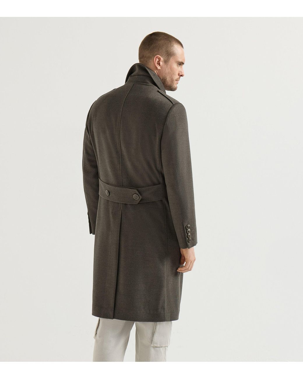 Brunello Cucinelli Gray Virgin Wool Water-Resistant Coat for men
