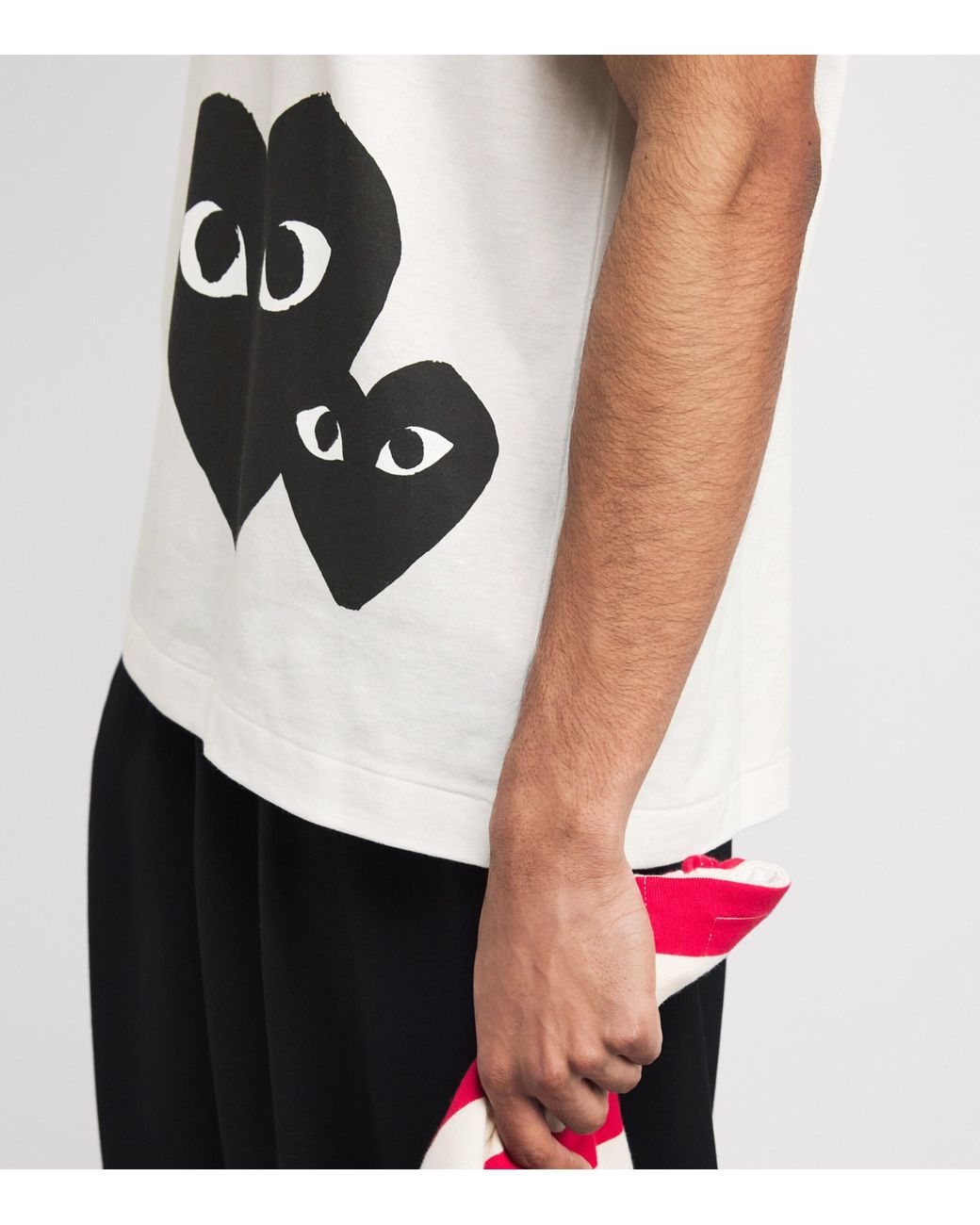 COMME DES GARÇONS PLAY White Cotton Oversized Mirrored Bottom Heart T-Shirt for men