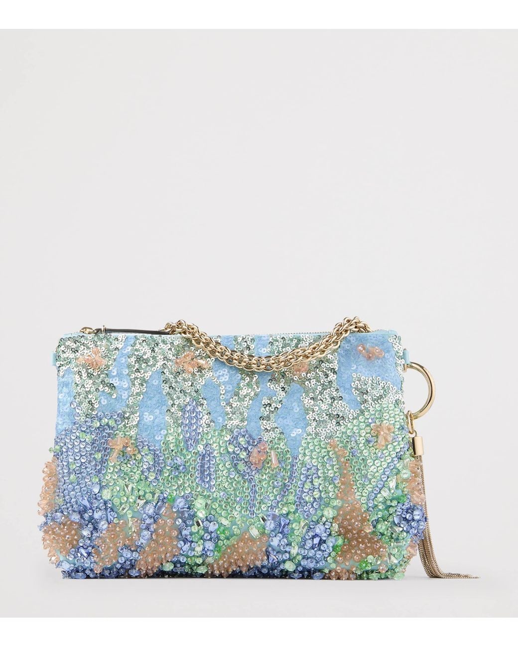 Jimmy Choo Blue Callie Satin Embellished Clutch Bag