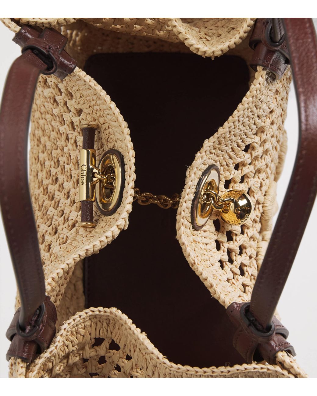 Chloé Metallic Small Raffia Iconic Double Carry Bag