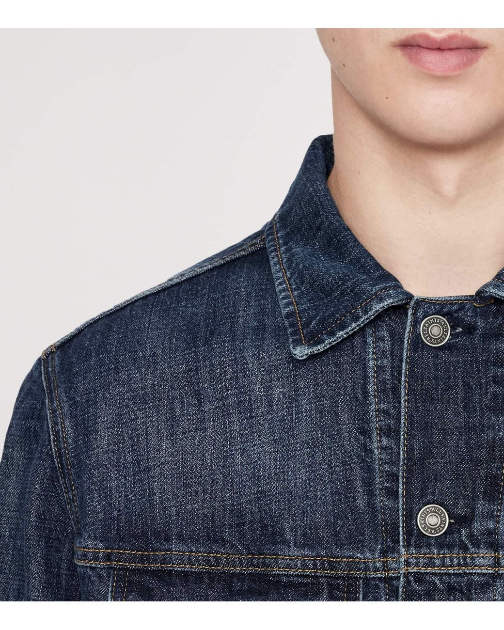 AllSaints Blue Denim Trucker Jacket for men