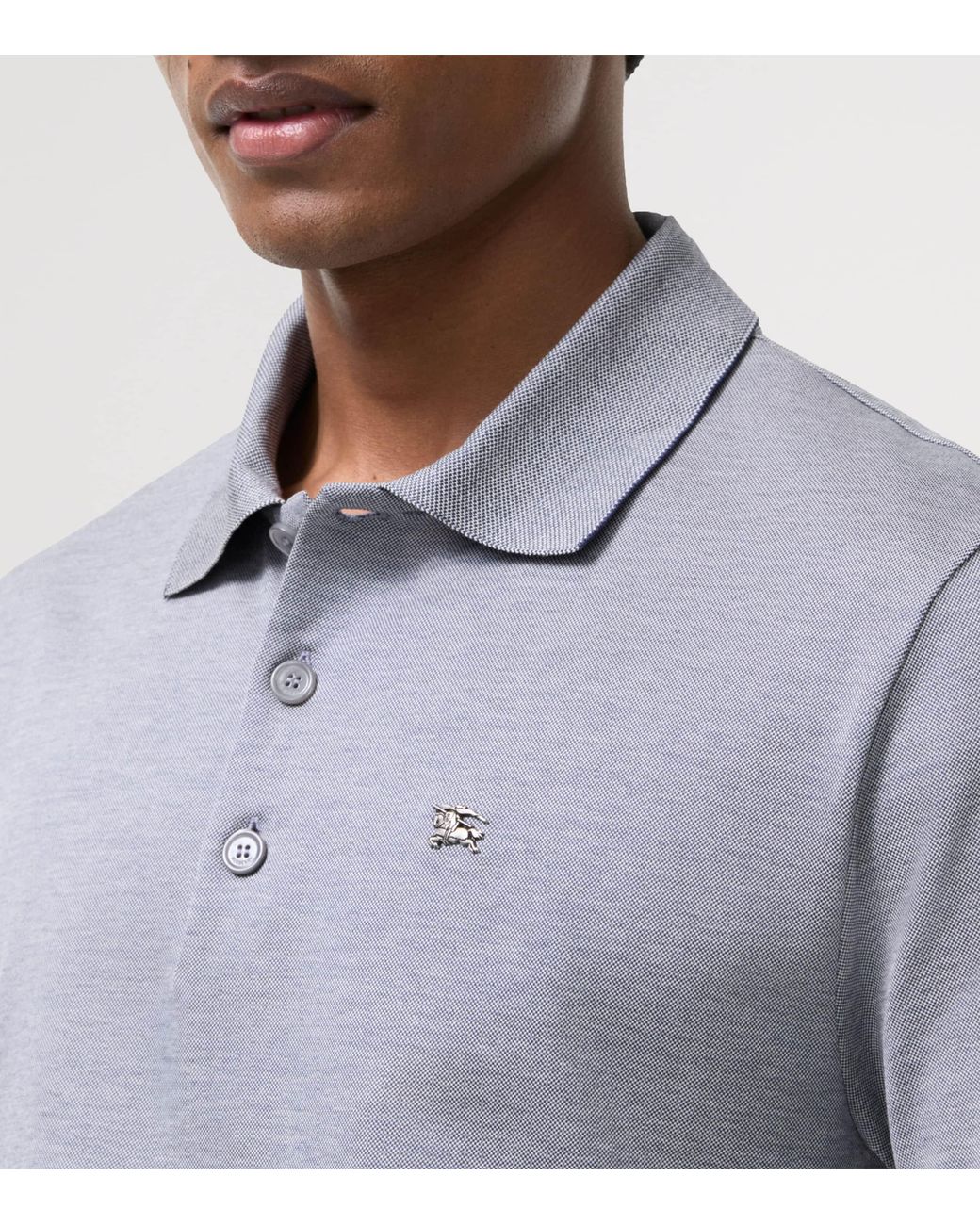 Burberry Gray Cotton Metallic Ekd Polo Shirt for men